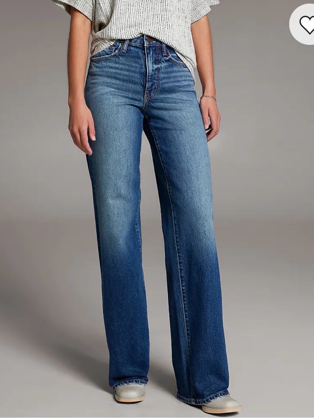 Bke Women's Wide Leg Flare Jeans In Medium Blue Wash